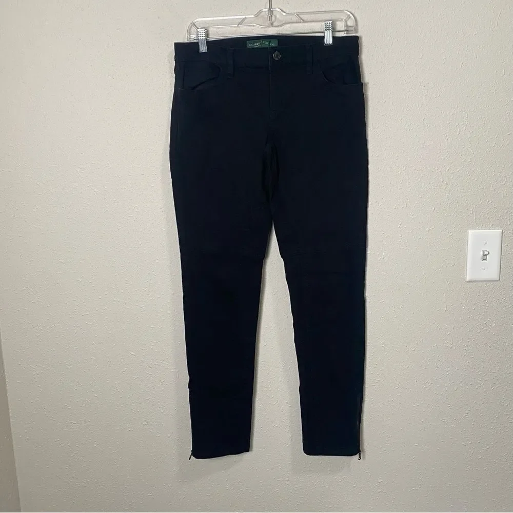 Lauren Ralph Lauren High Rise Black Skinny Ankle Jeans W/ Ankle Zippers Size 4